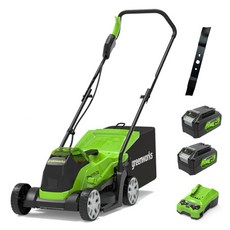 그린웍스 24V 무선 충전 잔디깍기 제초기 2502073VT + 4Ah 배터리 2p + 고속충전기 + 추가 전용 교체용 날 세트, 1세트