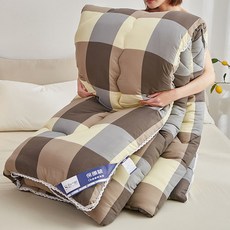 Honey Bubble 柔軟格紋車縫被, 棕色