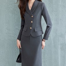 ATTERLIC 大尺碼斜排扣外套中長裙西裝套裝 14523