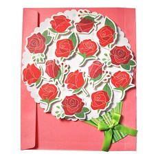 투영디자인 장미 꽃다발 롤링 편지지, 핫핑크 + 랜덤 발송, 1개