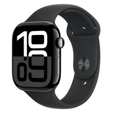 Apple 애플워치 10 GPS+Cellular, 46mm, 알루미늄, 제트 블랙 / 블랙 스포츠 밴드, S/M