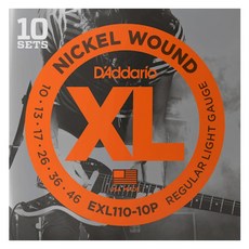 D'Addario 電吉他弦 10入組, 1個, EXL110-10P, 混和顏色