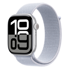 Apple 애플워치 10 GPS+Cellular, 46mm, 알루미늄, 실버 / 블루 클라우드 스포츠 루프, Loop