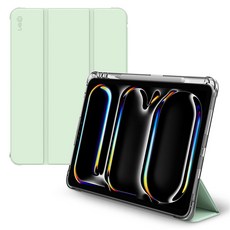 랩씨 태블릿PC 클리어 스마트커버 펜슬 수납 슬림핏 케이스, 그린, 1개