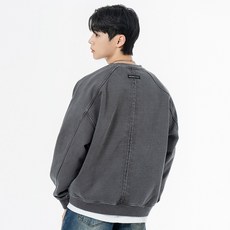 MOZMOZ 重磅顏料染拉克蘭袖後開衩寬鬆大學T