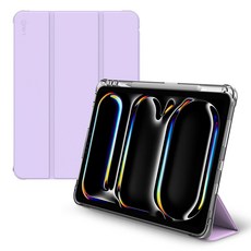 랩씨 태블릿PC 클리어 스마트커버 펜슬 수납 슬림핏 케이스, 라벤더, 1개