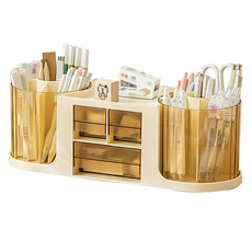 EVER HOUSE 雙層旋轉桌面整理收納儲物架, 1個, 象牙白