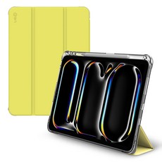 랩씨 태블릿PC 클리어 스마트커버 펜슬 수납 슬림핏 케이스, 레몬, 1개