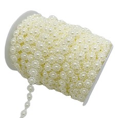 捲飾排珠鍊珠25m, 米色, 1個