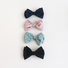 하라로이 여아용 베이직 공단 리본 집게핀 4p 세트