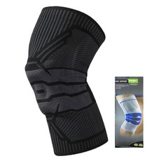 징바 배곧인터내셔널 헬스 크로스핏 실리콘 스프링 지지 무릎보호대, 블랙, 1개