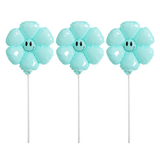 데일리조이 스마일 데이지꽃 막대풍선 생일 파티용품 S 43.5 x 37 cm, 블루, 3개