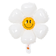 데일리조이 스마일 데이지꽃 풍선 생일 파티용품 L 109 x 103 cm, 화이트, 1개
