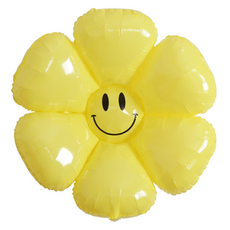 데일리조이 스마일 데이지꽃 풍선 생일 파티용품 L(109.5 x 102 cm), 옐로우, 1개