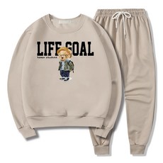 ILLUSO 男女通用 柔軟特級雙面Life Gould大學T + 束口褲運動套裝