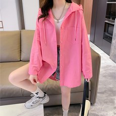 메이첼 여성용 후드넥 스트링 포켓 버튼 긴팔 셔츠 13551