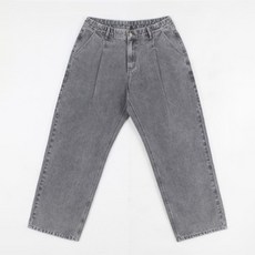 플레이즈 남성용 원핀턱 롱 와이드 데님팬츠