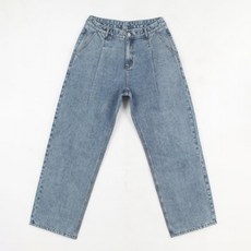 플레이즈 남성용 원핀턱 롱 와이드 데님팬츠
