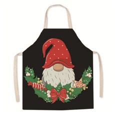 Daysoy 快樂聖誕老人聖誕節亞麻美術圍裙, TYPE 2