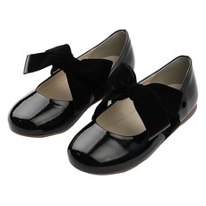 Agneau 女童牡丹絲絨蝴蝶結鞋