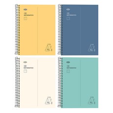 PINKFOOT 5000 2格數學練習簿 4款套組, 黃色 + 藍色 + 象牙白 + 薄荷綠, 1套