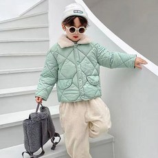 BabyMax 兒童鑽石菱格紋毛領鋪棉夾克