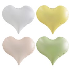 조이파티 은박풍선 통통하트 52cm 4p 세트, 화이트, 옐로우, 올리브그린, 샌드, 1세트