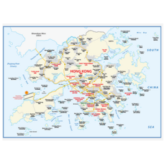 Jido.com 香港地圖 韓英版 護貝型 小 110 x 78 cm, 1個