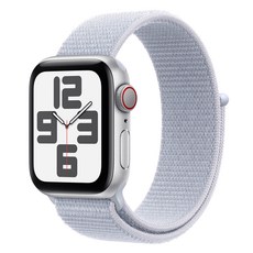 Apple 정품 2024 애플워치 SE 2세대 알루미늄 케이스, 실버 블루 클라우드 스포츠 루프, 40mm, Cellular, 실버 / 블루 클라우드 스포츠 루프, Loop