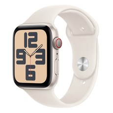 Apple 정품 2024 애플워치 SE 2세대 알루미늄 케이스, 스타라이트 스타라이트 스포츠 밴드 M/L, 44mm, Cellular, 스타라이트 / 스타라이트 스포츠 밴드, M/L