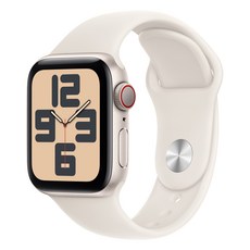 Apple 정품 2024 애플워치 SE 2세대 알루미늄 케이스, 스타라이트  스타라이트 스포츠 밴드 M/L, 40mm, Cellular, 스타라이트 / 스타라이트 스포츠 밴드, M/L