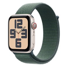 Apple 정품 2024 애플워치 SE 2세대 알루미늄 케이스, 스타라이트 레이크 그린 스포츠 루프, 44mm, Cellular, 스타라이트 / 레이크 그린 스포츠 루프, Loop