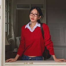 CHICBLACK 女性 Anmoni 基本款簡約寬鬆V領針織衫 cpnt5573k48