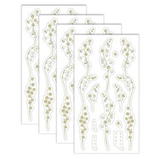 인도사이다 꽃 사이 꽃 스티커, 4개, 은방울