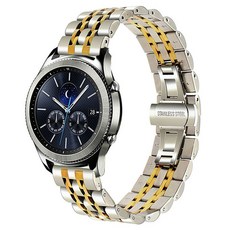 LuA lovel 相容Galaxy Watch經典五珠金屬錶帶, 銀色 + 金色