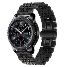 루아러블 갤럭시워치 호환 클래식 쥬빌레 메탈 스트랩 밴드, 블랙