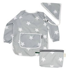 BEBE CHOUETTE 兒童用防水長袖美術圍裙 + 頭巾 + 收納袋套組