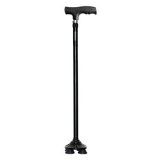 실버케인 접이식 지팡이 소프트회전 4발, 블랙, 1개