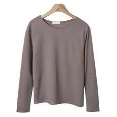 시크블랙 여성용 아마네 유넥 심플 잔골지 긴팔 티셔츠 cpt15727k48