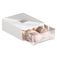 Ju and Ji 堆疊式抽屜式襪子和內衣收納盒，附 1 個隔層收納格, 1個, 白色