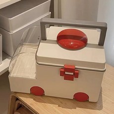 친절한마켓 다용도 수납 삐뽀삐뽀 구급 액세서리 약 정리함, 그레이, 1개