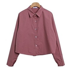 Lindashop 女款 Cata La 翻領短版基本素色襯衫 cpnb3071k48