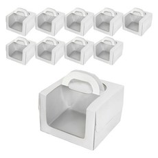 高級透明窗蛋糕盒1號 + 底座組, 白色, 10套