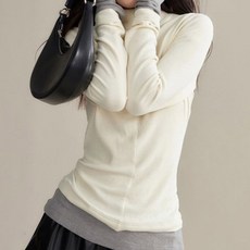 페이퍼먼츠 절개라인 투톤 반폴라 니트 티셔츠 22926