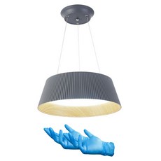 DAYON LED Luna 網狀吊燈 40W 廚房燈 + 遙控器 3色變換 亮度調節 + 丁腈手套 2件組, 灰色