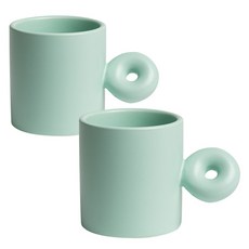 파스텔 링 도넛 카페 머그컵 230ml, 민트, 2개