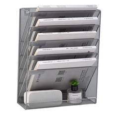 에버하우스 벽부착 다용도 파일 책꽂이 렉선반, 실버(A타입), 6단