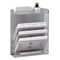 에버하우스 벽부착 다용도 파일 책꽂이 렉선반, 실버(B타입), 5단