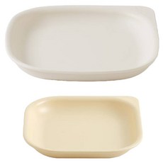 TACKAON 兒童方形ECOZEN日常餐盤 S + L 套組, 1套, 黃色(S), 象牙白(L)