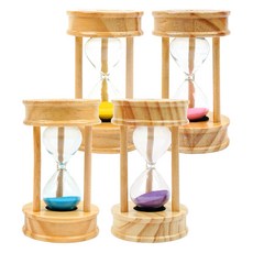 POPO FANCY Timing 原木3分鐘沙漏4件組, 紫色, 黃色, 藍色, 粉紅色